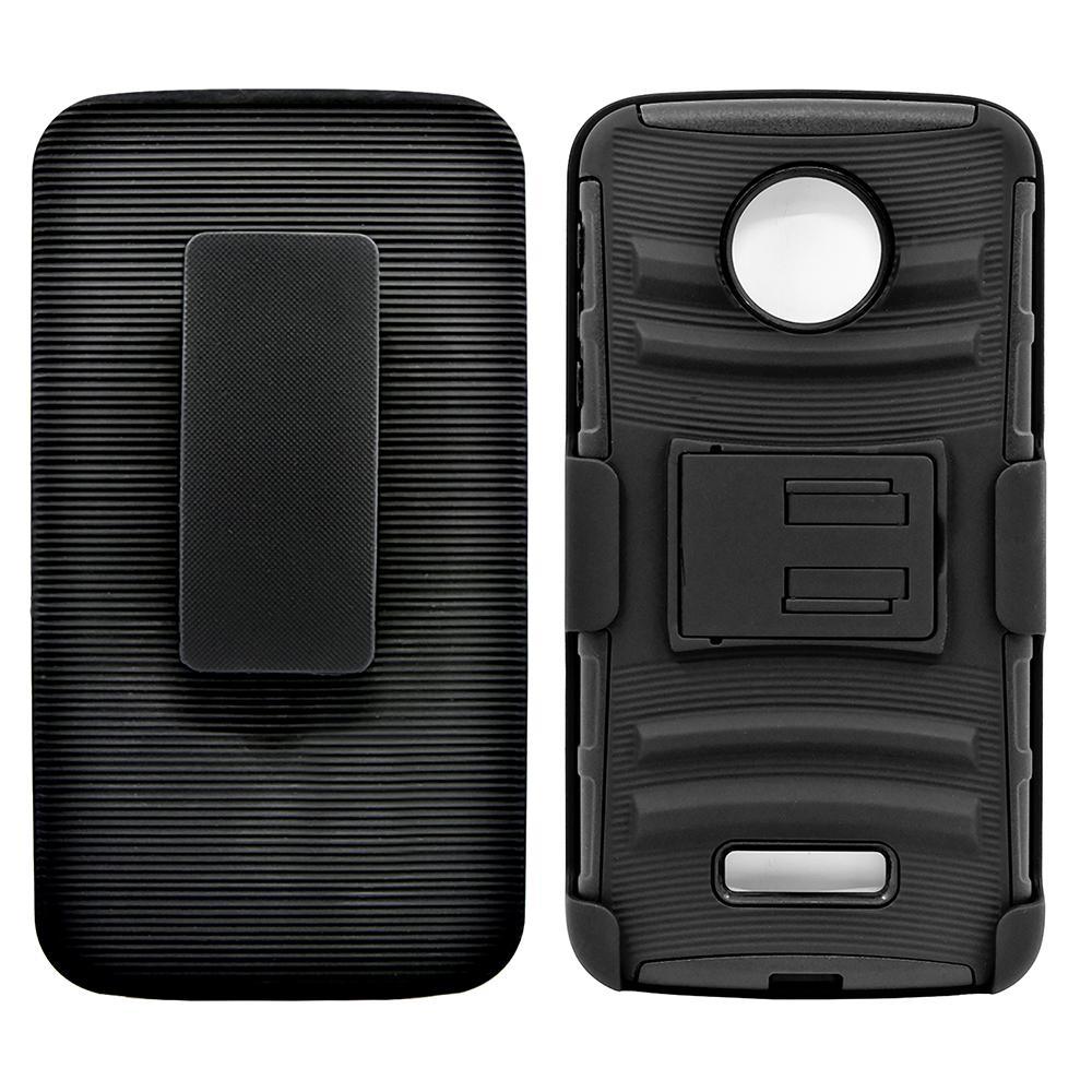 Motorola Moto Z Droid Edition Armor Belt Clip Holster Case Black