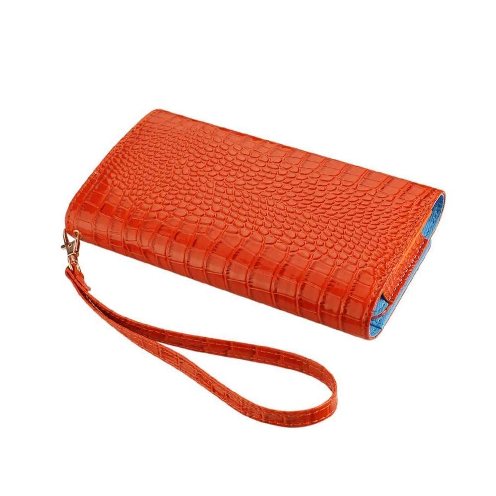 Orange Crocodile Leather Womens Wallets