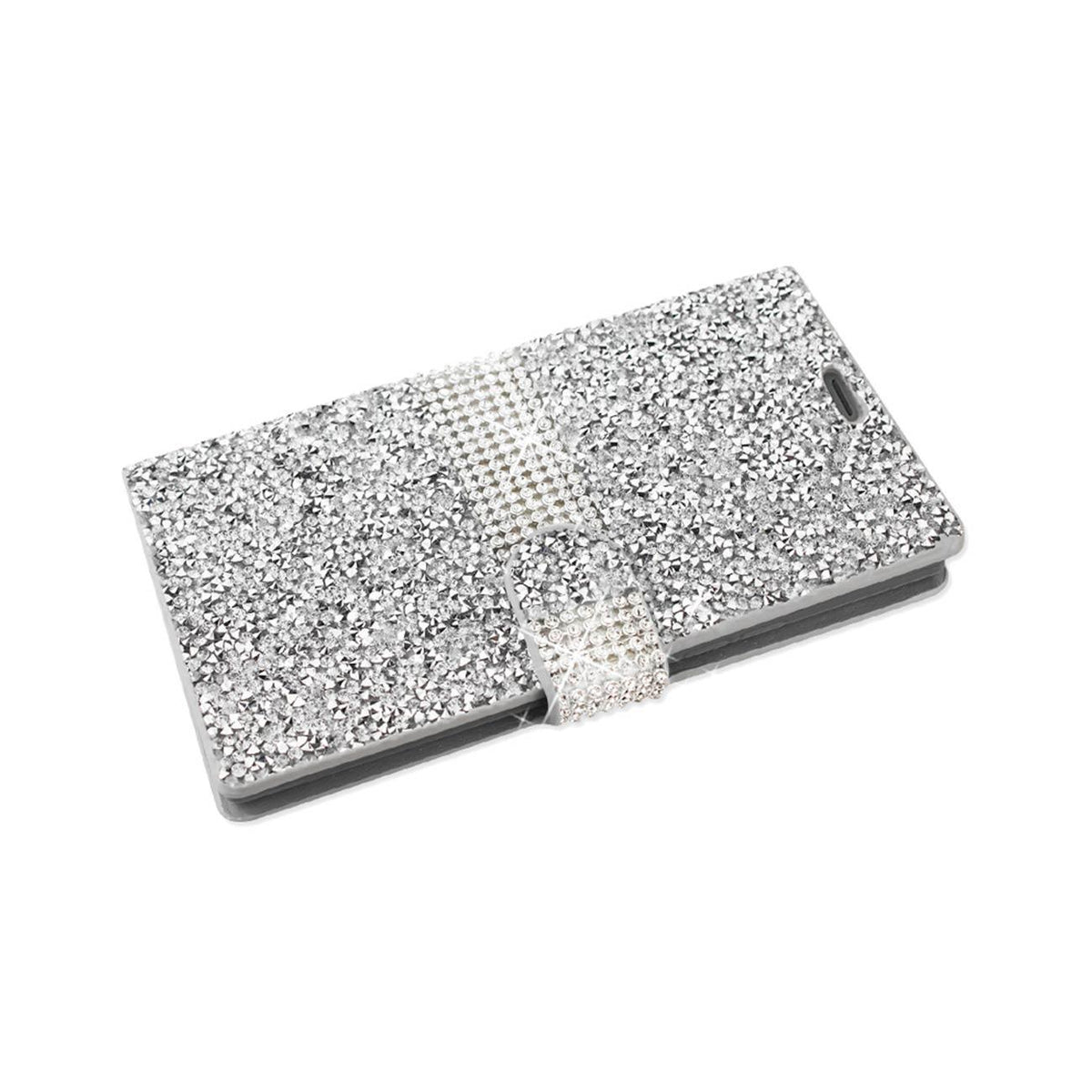 Reiko Samsung Galaxy S7 Edge Jeweled Crystalized Rhinestone Wallet Case  (Silver) –