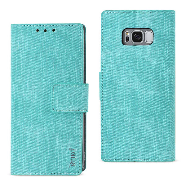 Reiko Samsung S8 Edge- S8 Plus Denim Wallet Case With Gummy Inner Shell And  Kickstand Function (Blue) –