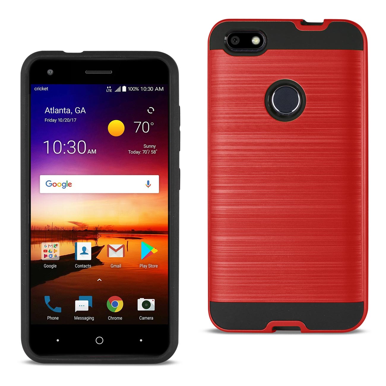 Reiko ZTE Blade X Hybrid Brushed Metal Texture Case In Red 