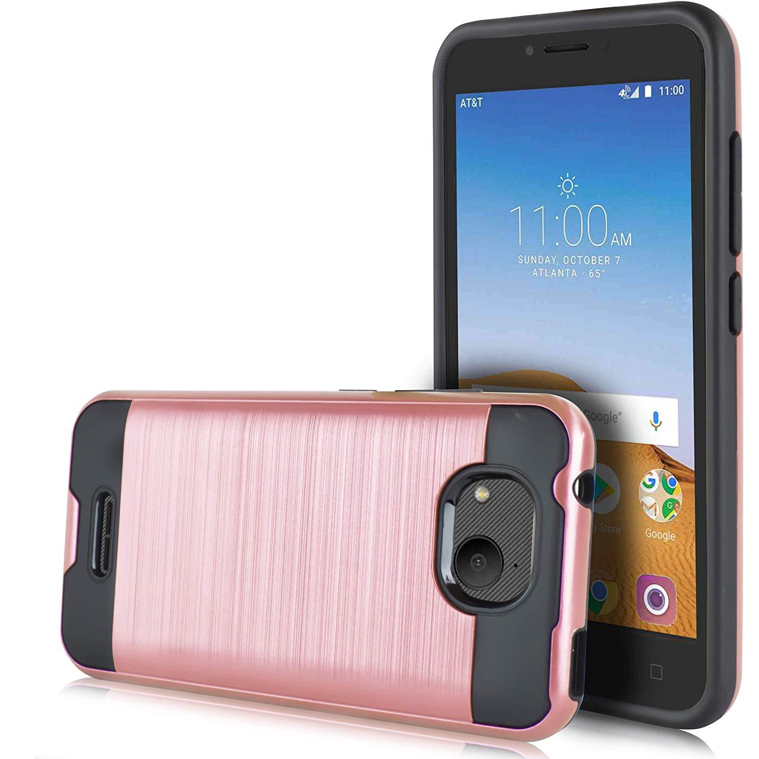 Alcatel Tetra 5041 Hybrid Brushed Metal Shockproof Tough Case by