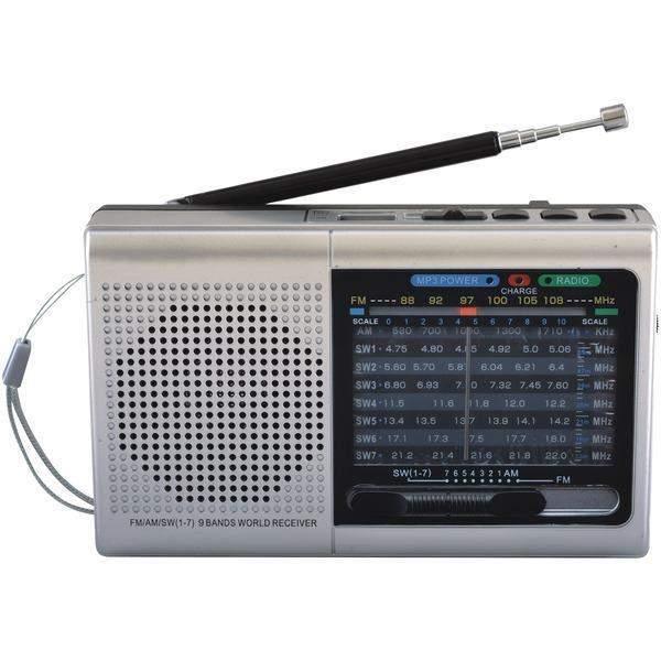 Supersonic SC-1080BT- SLV 9-Band Rechargeable Bluetooth Radio with USB-SD  Card Input (Silver) –